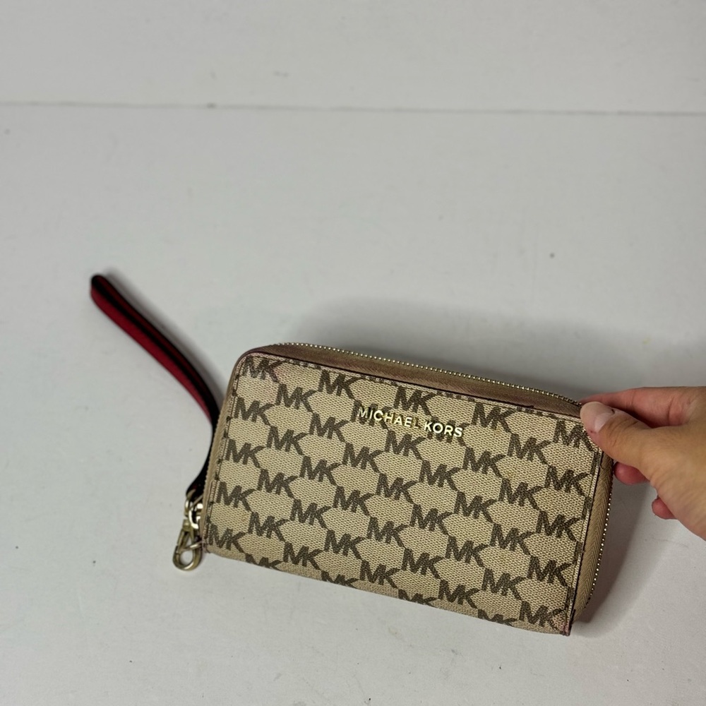 Michael Kors Jet Set Travel Continental Signature MK Wallet Brown/Beige